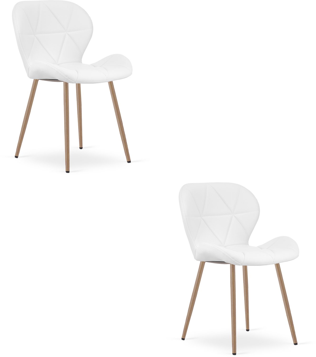 Oskar MANGO Eetkamerstoelen – Set van 2 – Wit Kunstleer – Metalen Poten in Eikenlook – Comfortabele Gestoffeerde Zitting – Modern Design – Voor Woonkamer, Keuken en Eetkamer – Max. 110 kg per Stoel