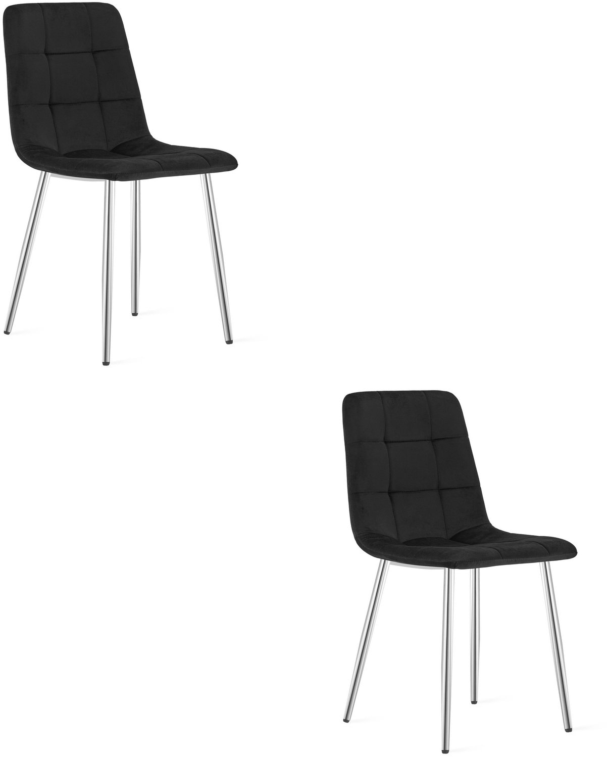 LEOBERT KARA Eetkamerstoelen – Set van 2 – Zwart Velvet – Metalen Poten – Comfortabele Ergonomische Zitting – Modern Design – Velvet Stoel voor Woonkamer, Keuken en Eetkamer – Max. 110 kg per Stoel