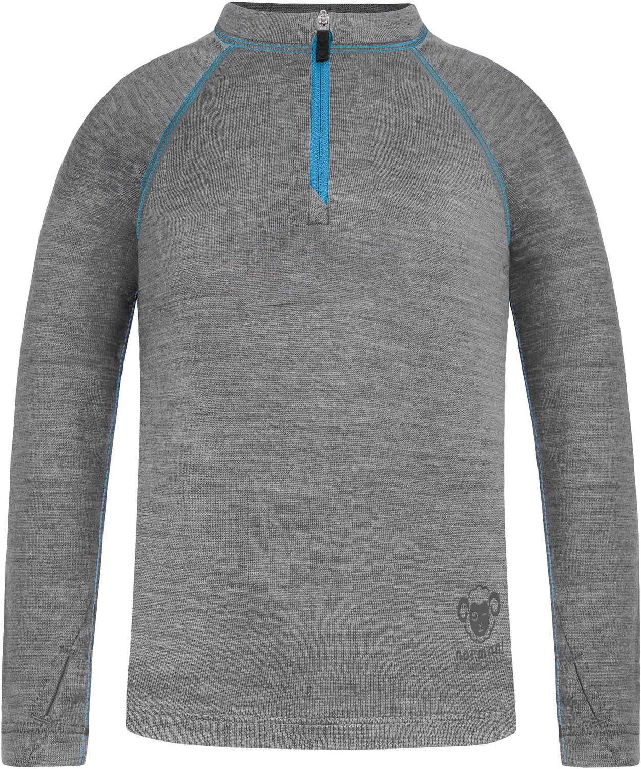Kinder-shirt met lange mouwen van merinowol en 1/4 rits „Nyapari“