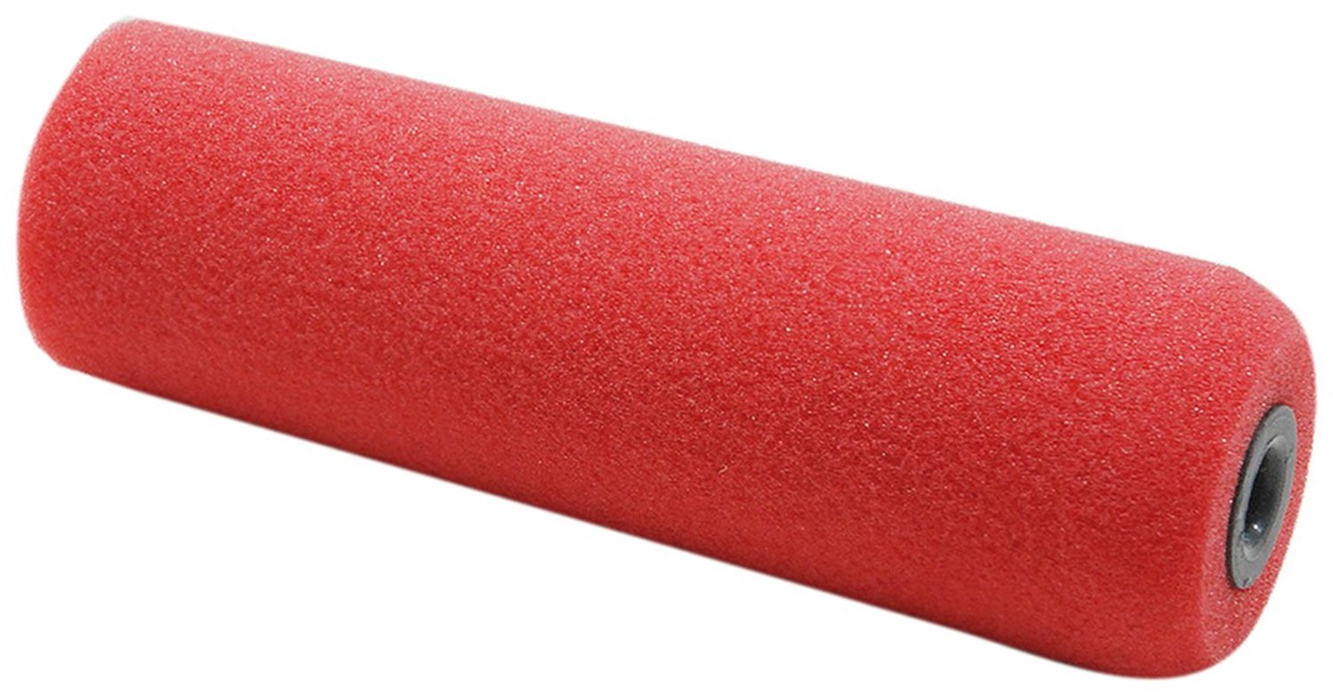 Friess Microkrater Roller - Beugelzijde Rond - Werkbreedte 10 cm - Schuimrol met Nieuwe Oppervlaktestructuur - Uitstekende Verfopname en -afgifte - Gelijkmatige Verfverdeling - Kleur Rood