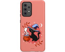 Casetastic hoesje geschikt voor Samsung Galaxy A52 (2021) 5G / Samsung Galaxy A52 (2021) 4G - Dubbellaagse bescherming - Halloween Kitty - Fashion Case - Koraal Roze