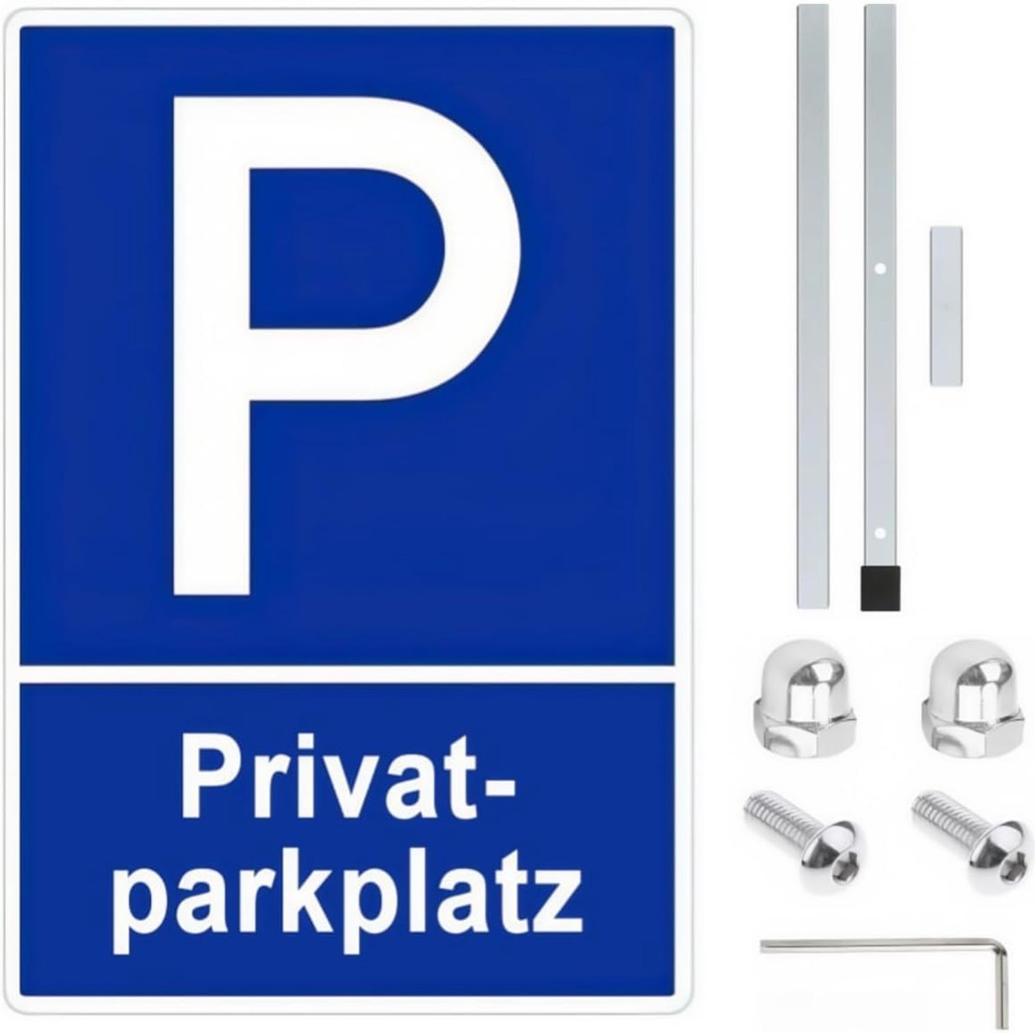 Parkeerplaatsbord 90 cm - Privéparkeerbord met paal - Verboden te parkeren bord - Eenvoudige montage - m-winkel