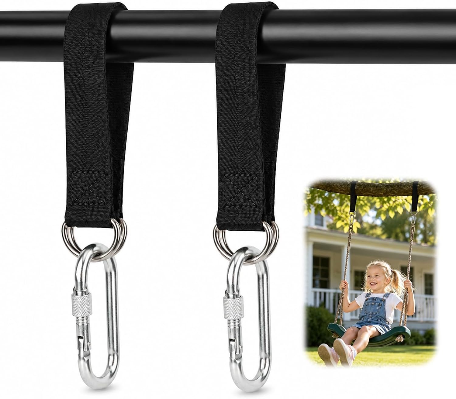Hammock Swing Fitness Attachment 3.2×30cm - Zwart - Robuuste straps met haken - Geschikt voor diverse bevestigingen - m-winkel