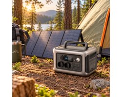 Allpowers® - R600 Powerstation + 200W Zonnepaneel Set - 600W Draagbare Accu - 299Wh LFP Batterij - 10 Apparaten Gelijktijdig Opladen - 220V Zuivere Sinus AC-uitgang - Inclusief Opvouwbaar Zonnepaneel