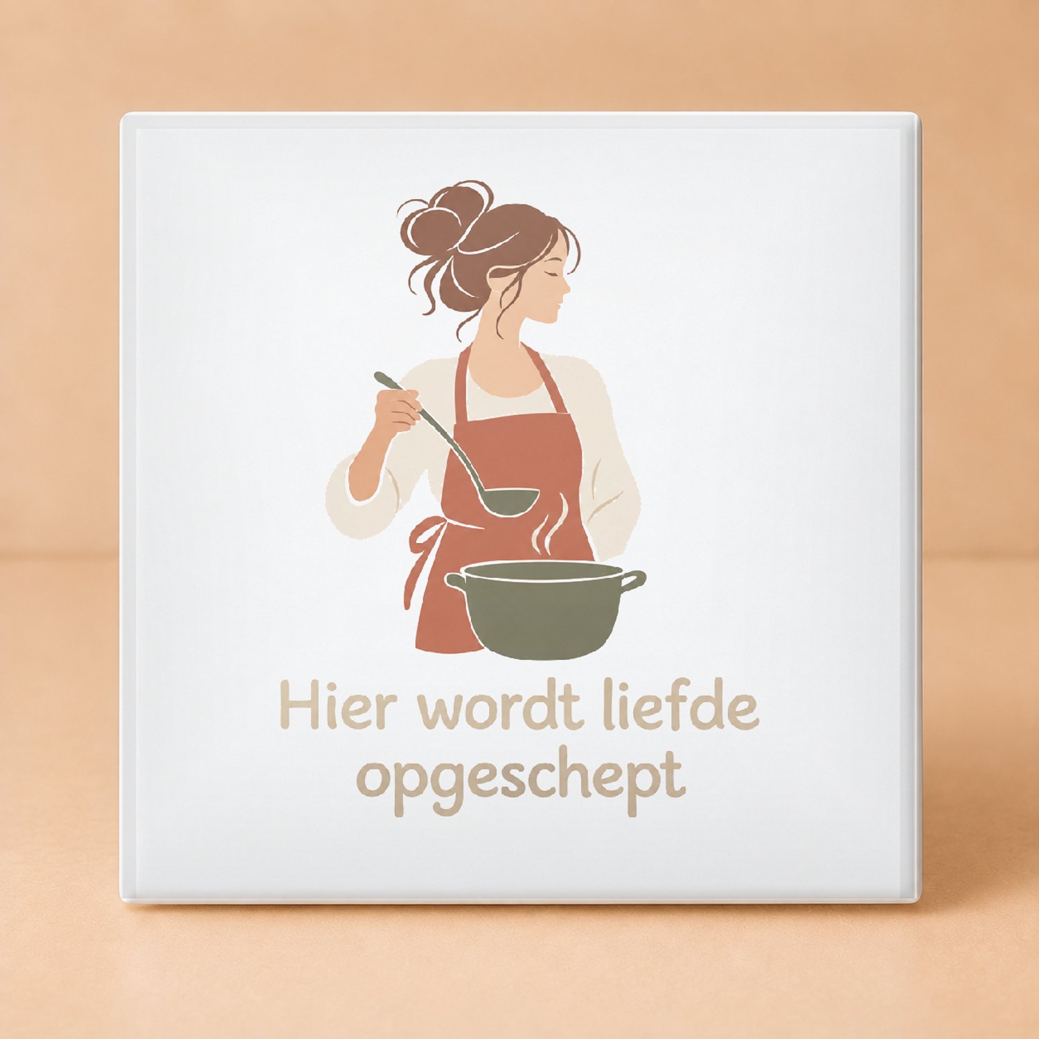 Bedruk King Minimalistische Oost West Thuis Bestek Tegel – Elegante One-Line Art muurdecoratie voor liefhebbers van stijlvolle quotes - 11 x 11 cm Wit