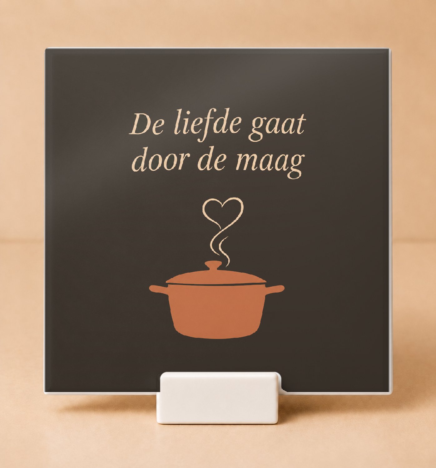 Bedruk King Vrolijke Oost West Thuis Bestek Tegel – Kleurrijke Wanddecoratie voor Gezellige Keukens en Woonkamers - 15 x 15 cm met houder Wit