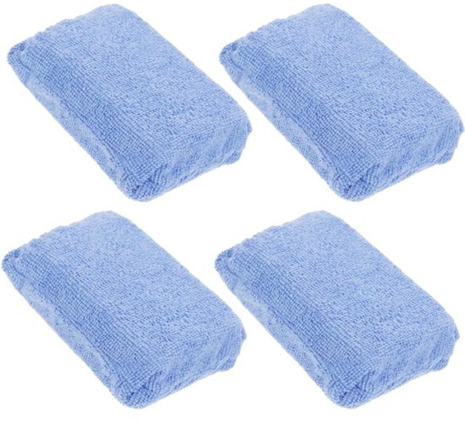 Microvezelspons voor de auto - Reinigingsspons voor autowassen - Voertuigen schoonmaken - Absorberend en schuimend - 4 stuks - Blauw