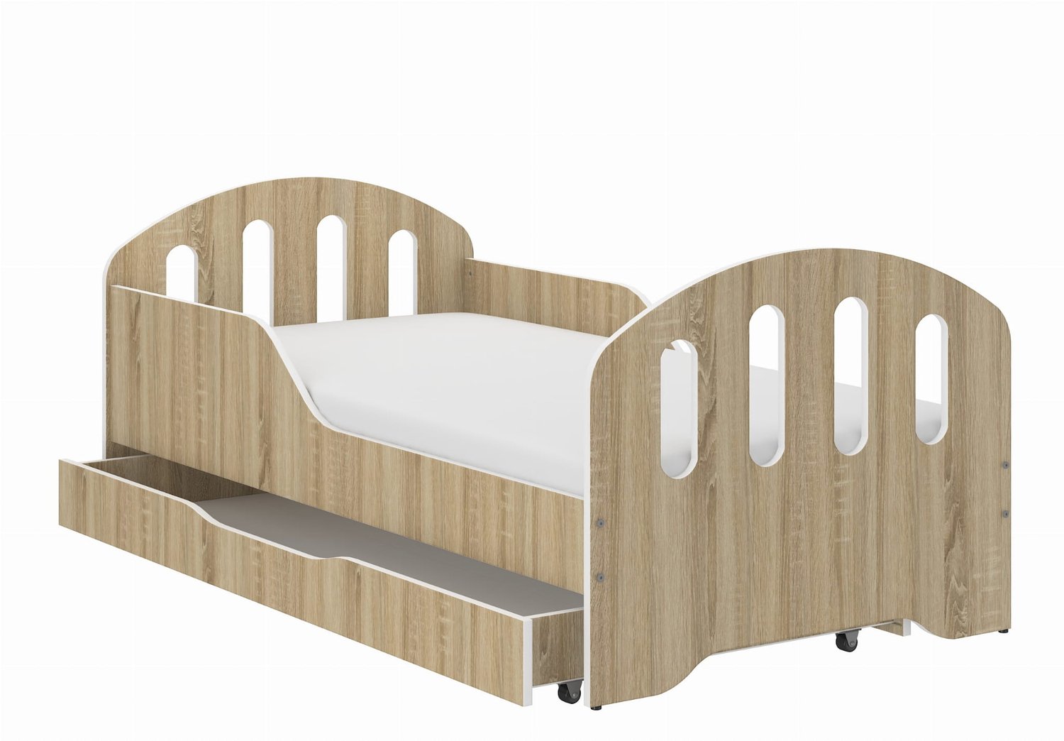 Wooden Toys SMILE-serie - Kinderbed - Sonoma-eikenlook - 160 × 80 cm - Inclusief matras en bedlade