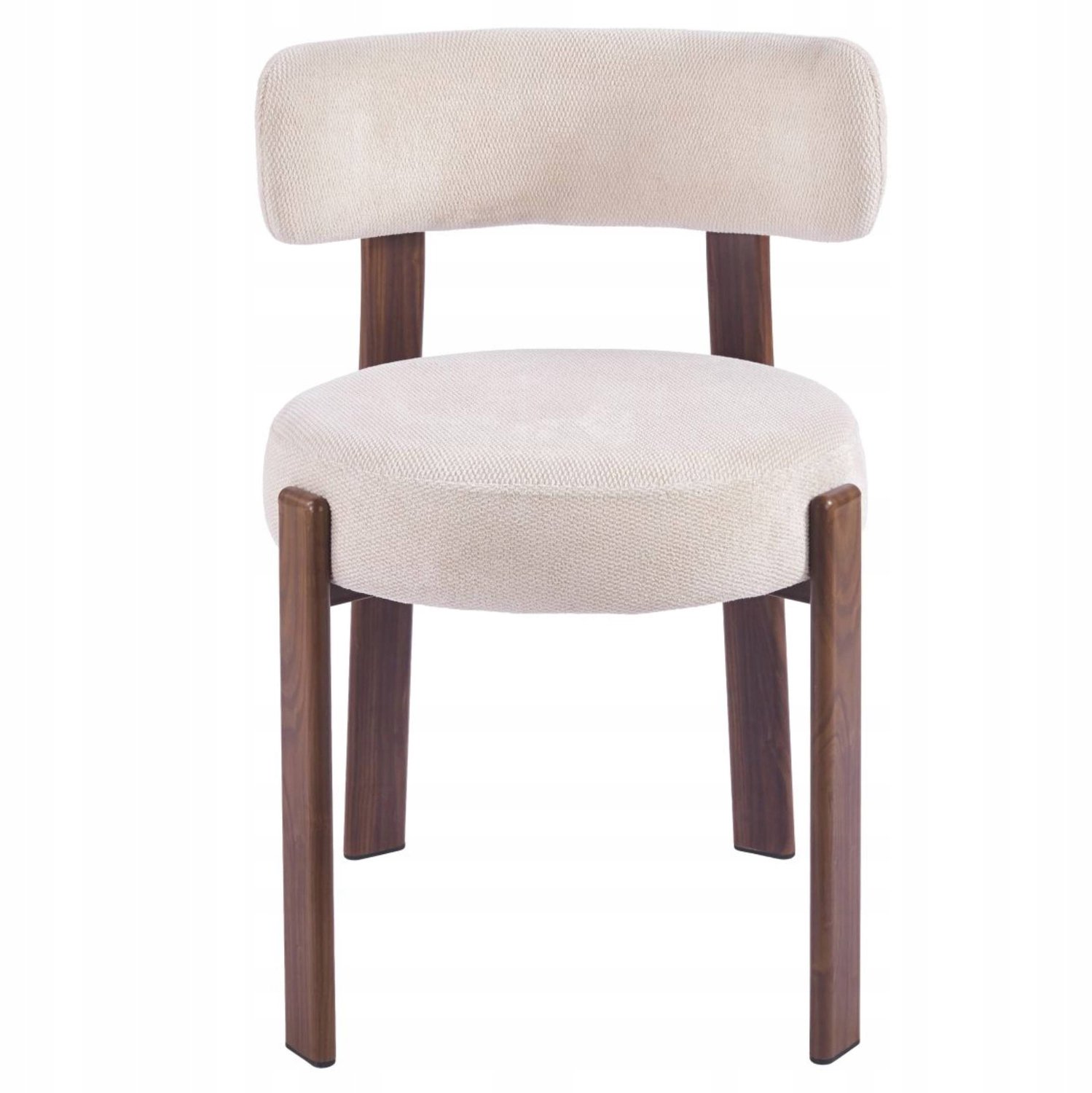 Furnitex VELA - Eetkamerstoel - Beige - Walnootkleurig metalen onderstel - Waterafstotende stof