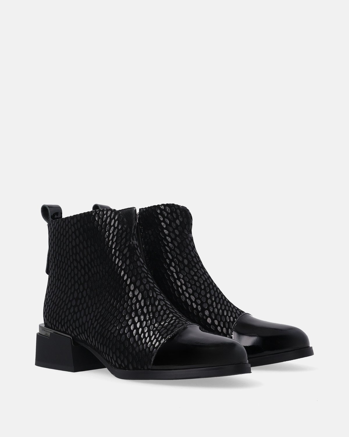 Dames Chelsea boots - Suède - Gelakte neus - Met print