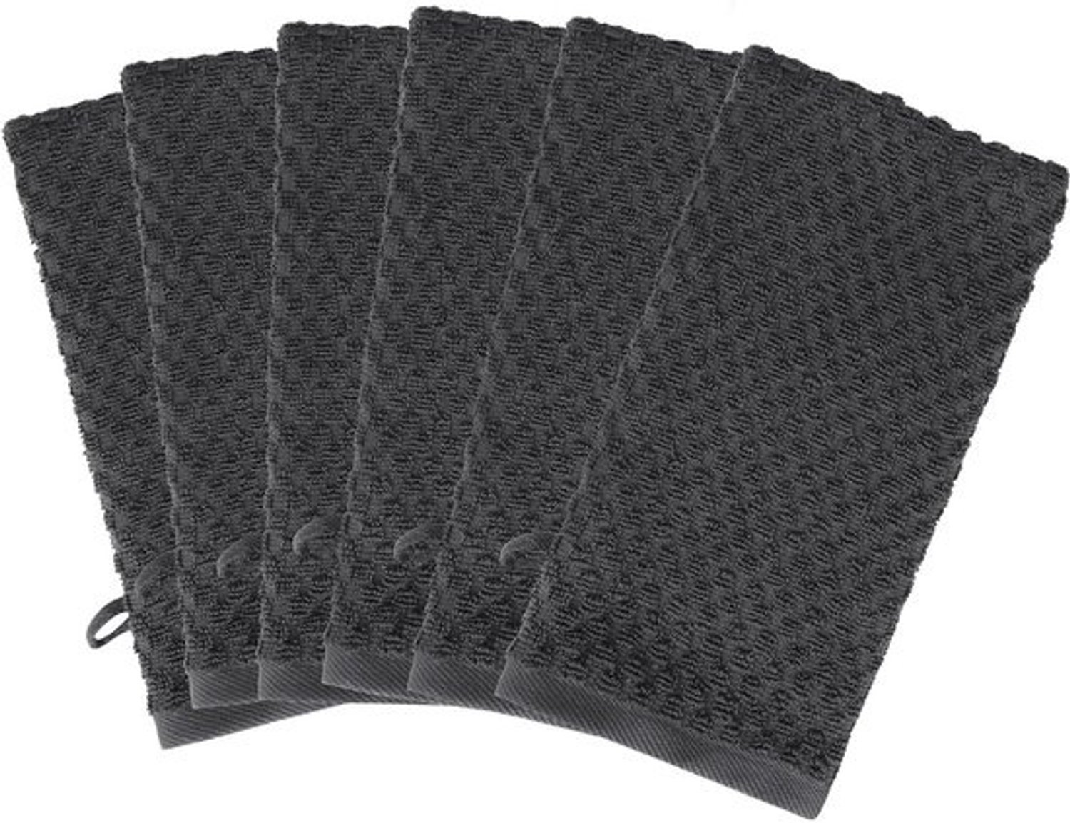 Badhandschoenen - Scrubwashandjes - Huid Scrubben - Wafelstructuur - 6 Stuks - Grijs