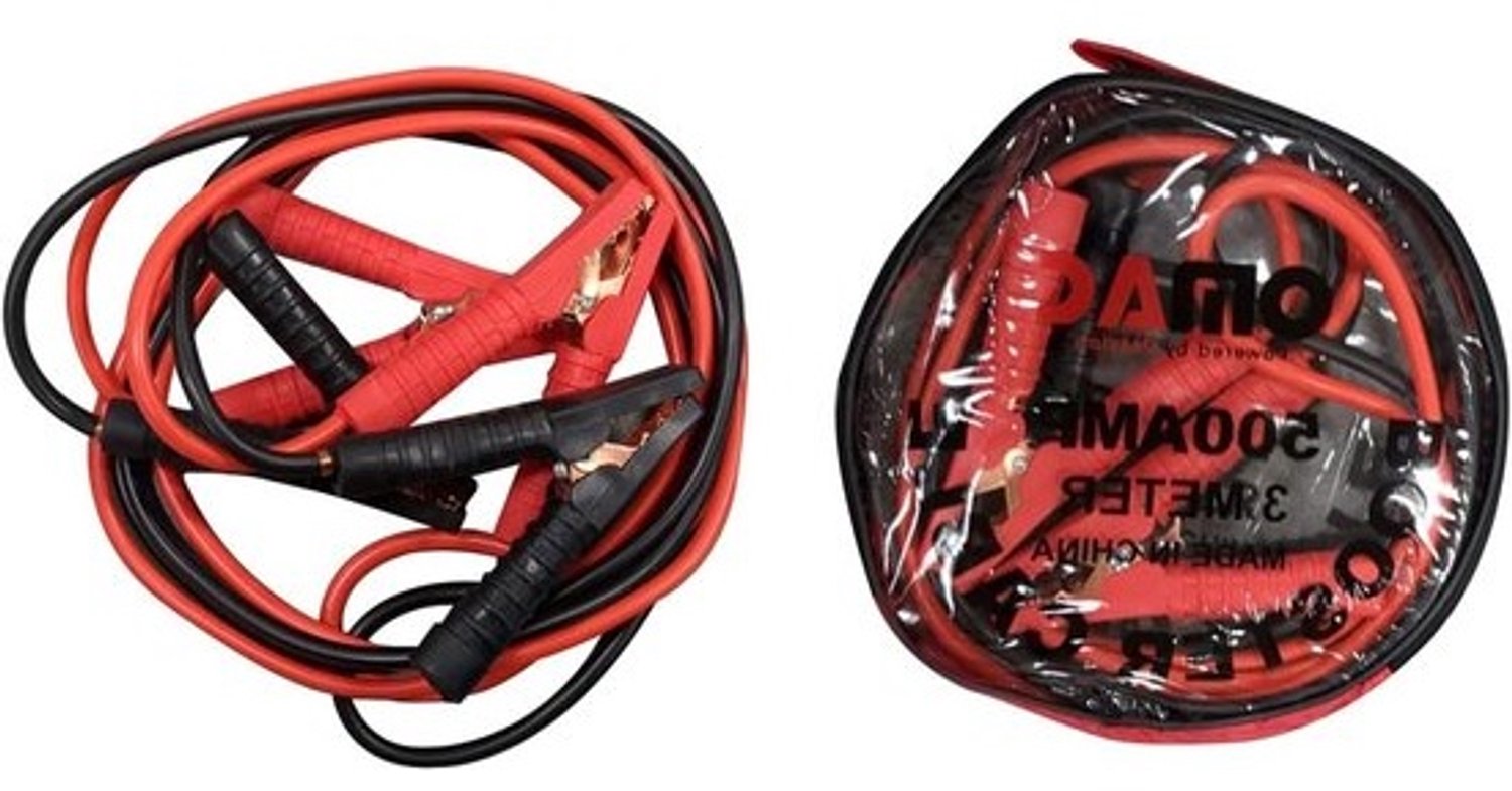 Startkabels - Boosterkabels - Voor het opladen van een accu - Stroomoverdracht - 3 meter - Rood