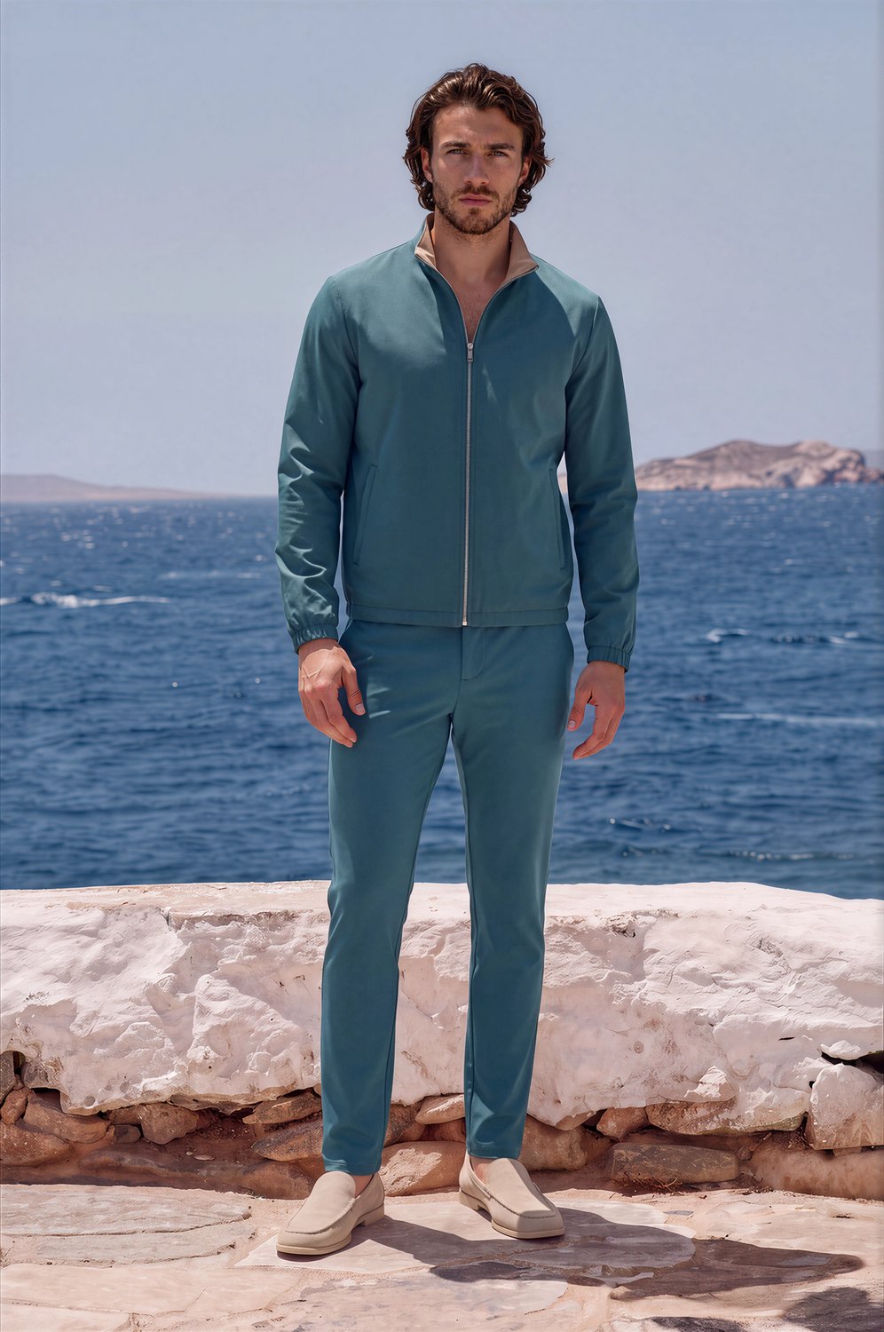 MI PIACE - Travel Men Broek 202004 Teal Blue - Maat : L