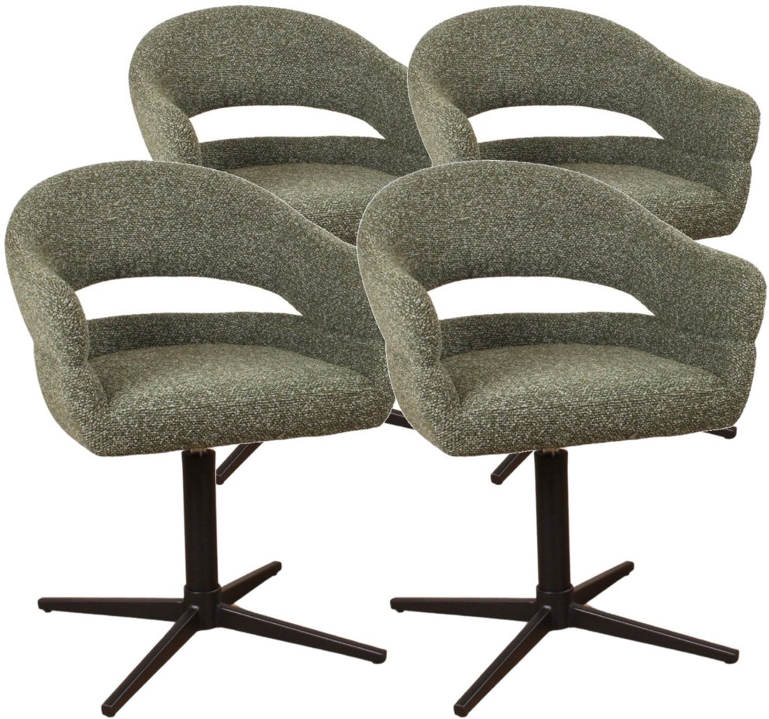 DS4U - - Mila armstoel met terugdraaifunctie - Set van 4 - Groen - Stof