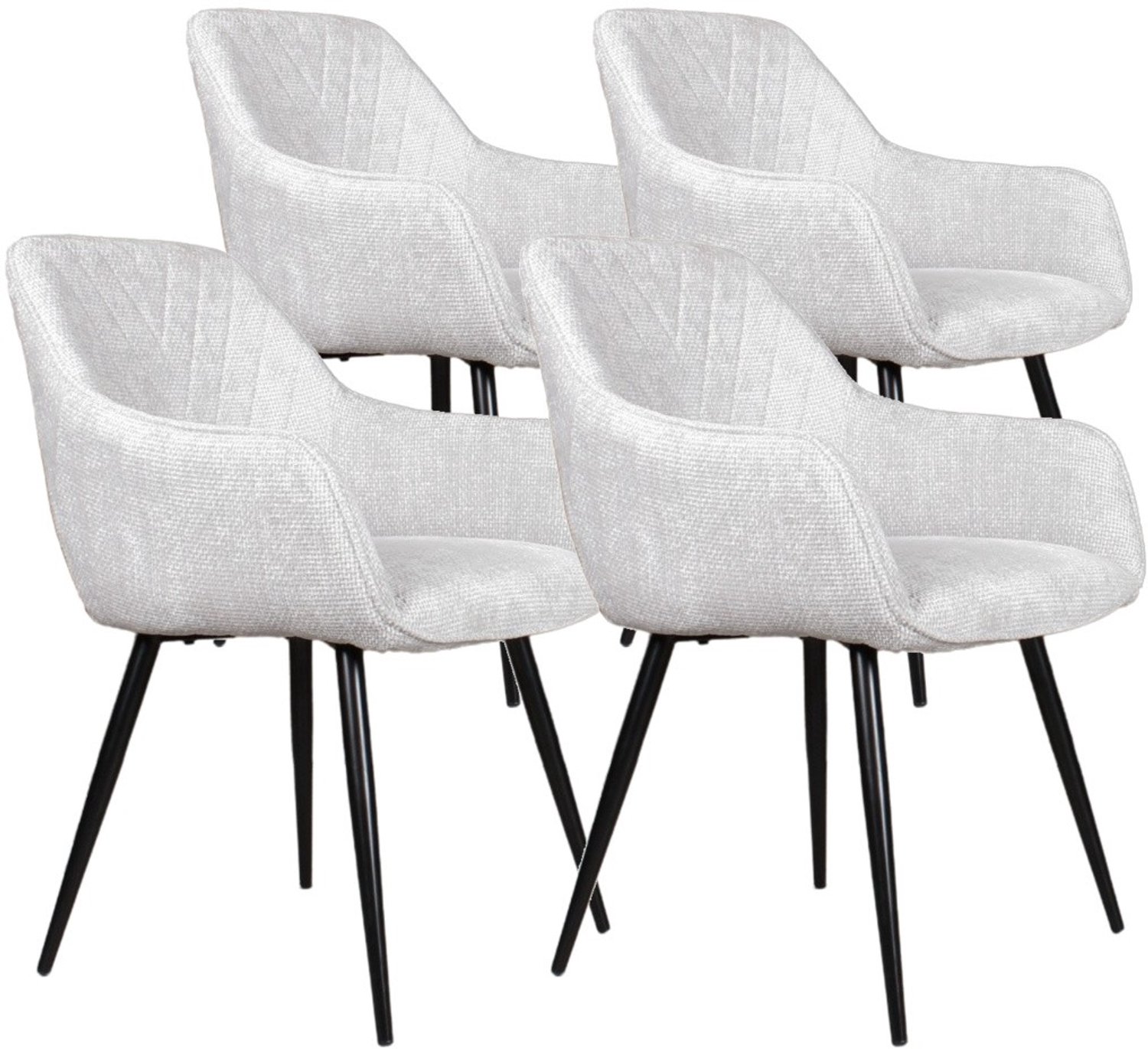 DS4U - - Flavio armstoel - Set van 4 - Lichtgrijs - Stof