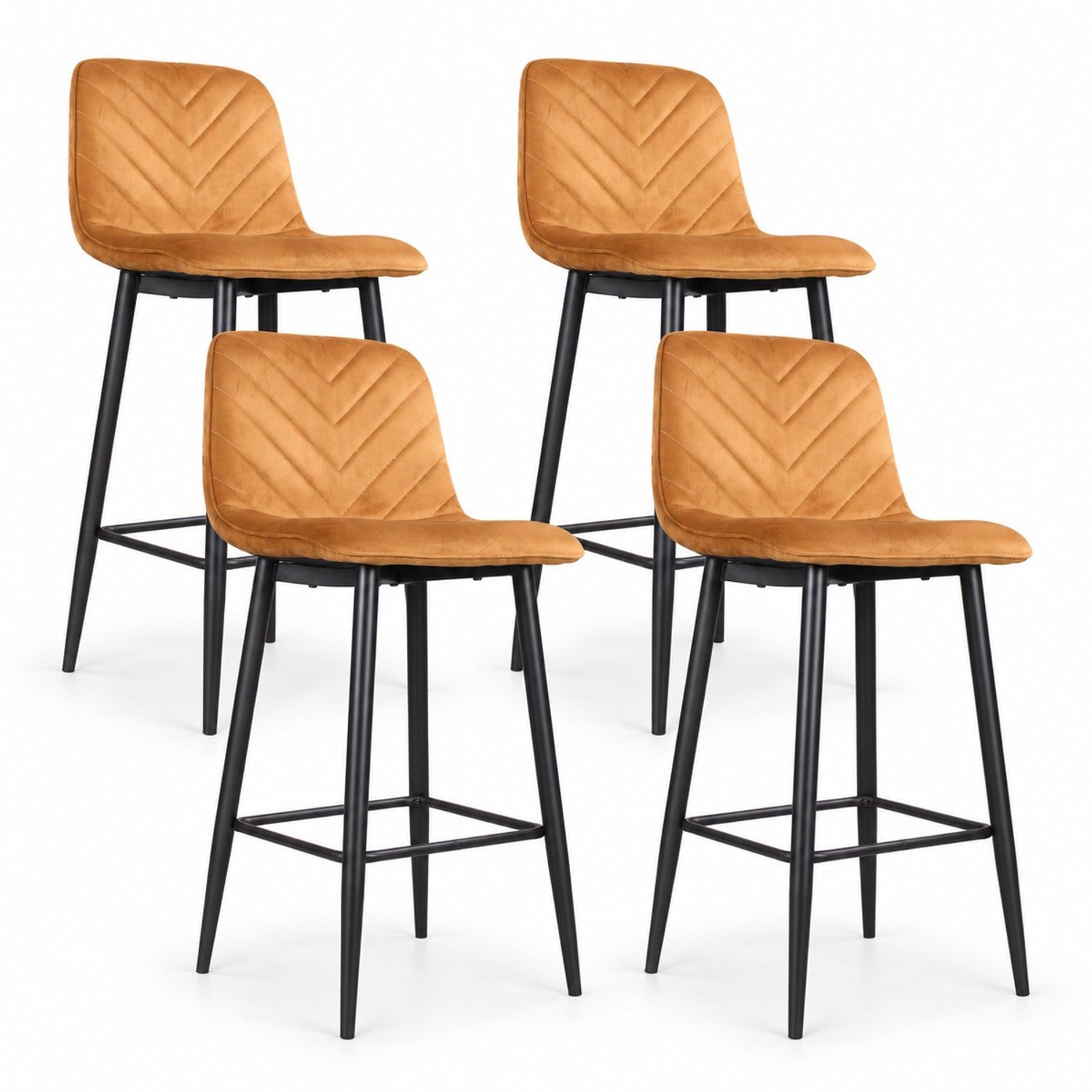 Puur DS4U- Gaby barkruk 75 cm - Set van 4 - Goud - Velvet