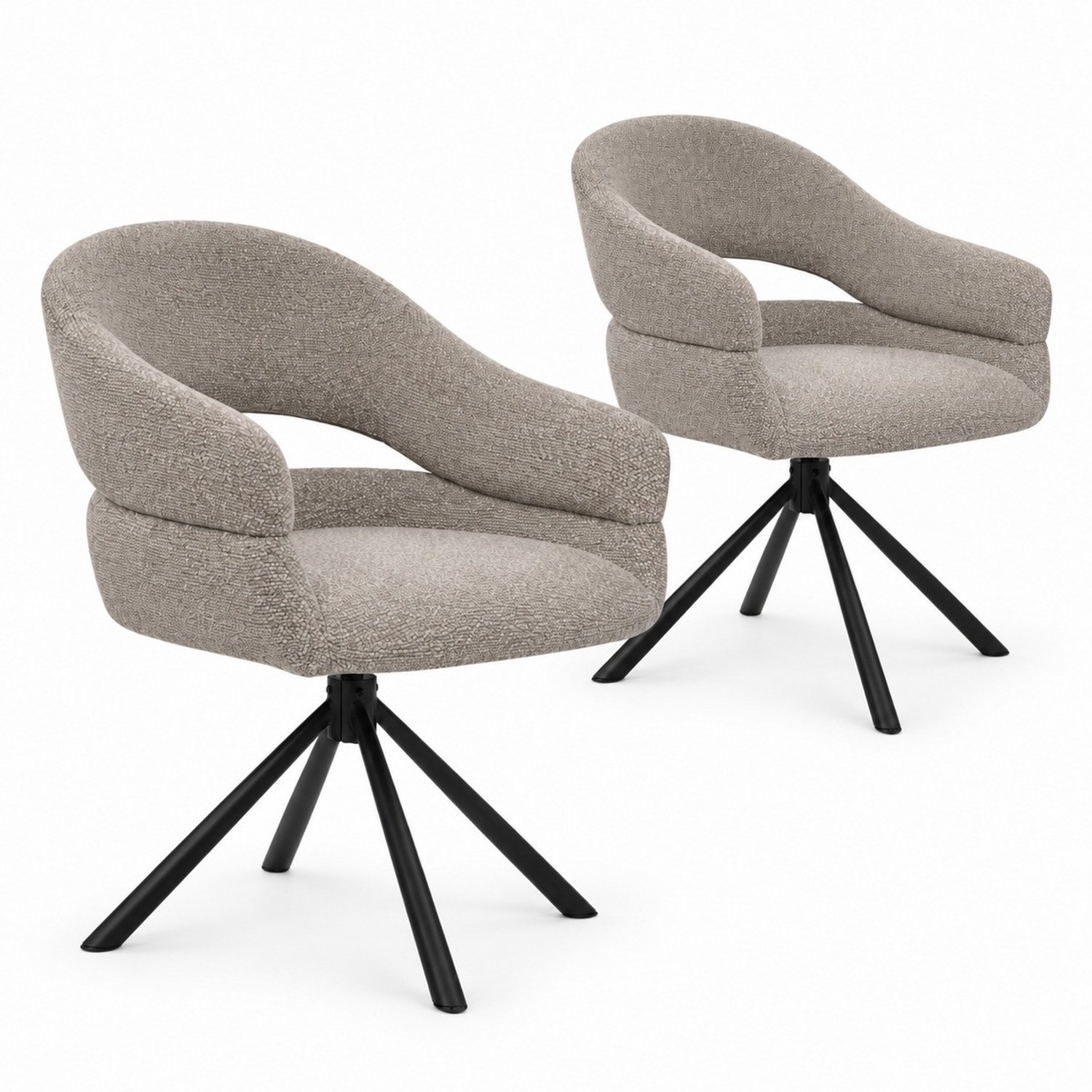 Puur DS4U- Bibi armstoel met terugdraaifunctie - Set van 2 - Taupe - Stof