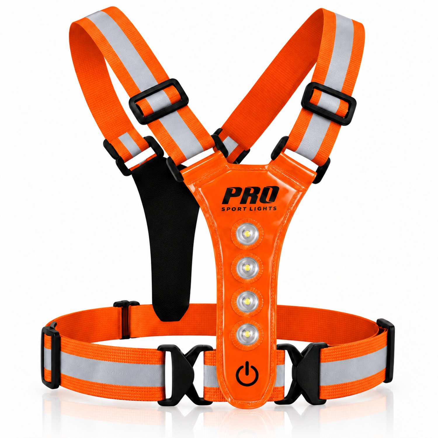Hardloopvest Met LED Verlichting Reflectoren Veiligheidsvest USB-C Oplaadbaar Fietsen One Size Oranje
