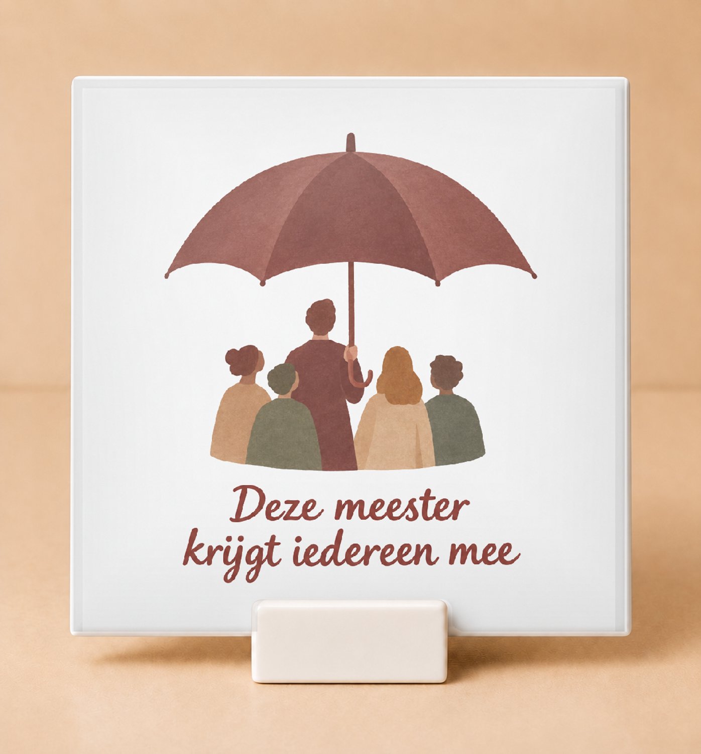 Bedruk King Rustgevende Meester van de Telefoonvrije Klas Tegel – Kalmerende Decoratie voor Onderwijsprofessionals met Gouachestijl - 11 x 11 cm met houder Wit