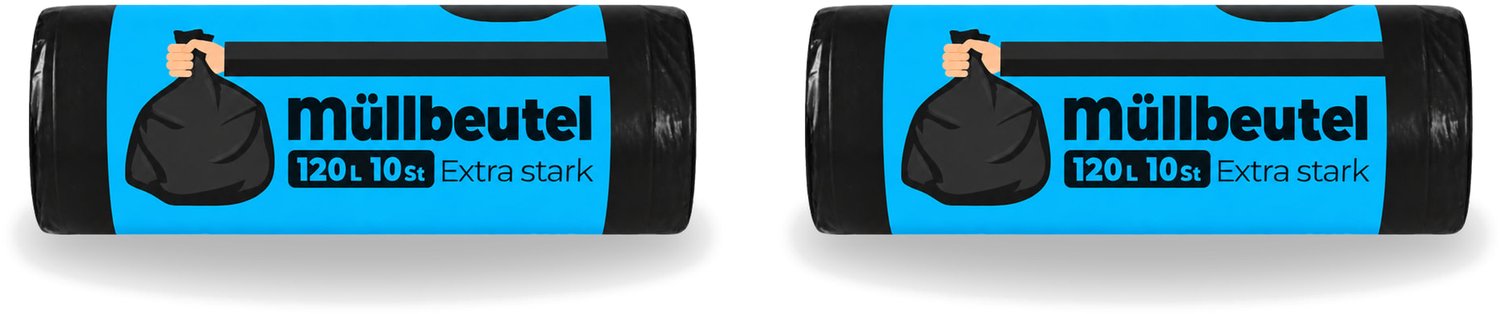 2 x Deluxe - Vuilzakken - Stevig & Ruim - 10 Vuilniszakken - 120L - Voordeelverpakking - 2 stuks