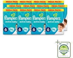 12 x Pampers - Active Baby - Luiers - Maat 6 (13-18 kg) - Extra Groot - 96 Luiers - Grootverpakking - Vaatwasstrips - Luiers Voor Baby - Droge Luiers - Beschermende Luiers - Actieve Luiers - Superabsorberende Luiers