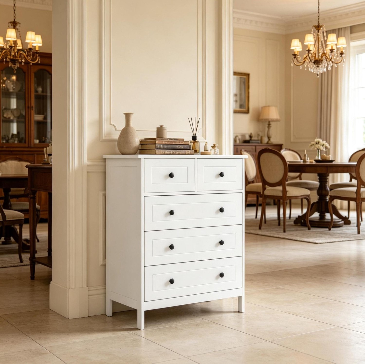 CHICFURN Ladekast 74 cm - 5 laden - Compact - Wit