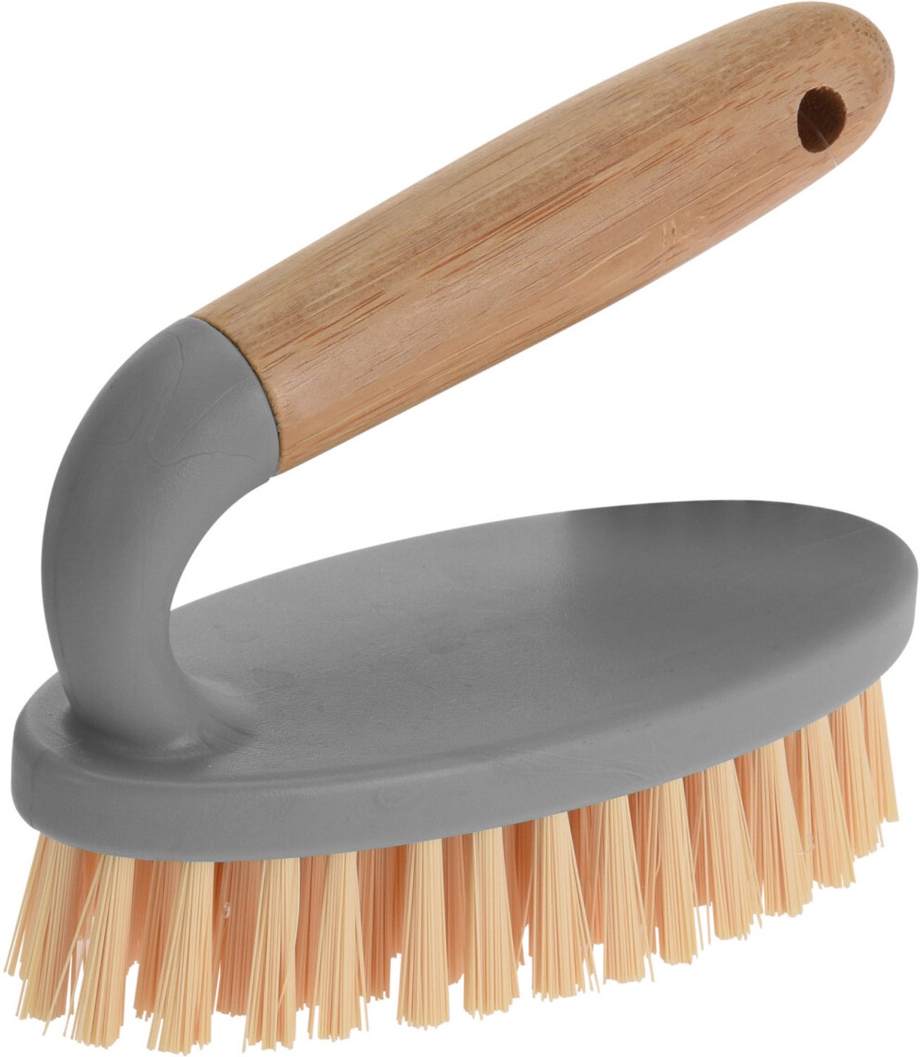 Ultra Clean - Bamboe handvat borstel, 14 x 16 x 11 cm - grijs