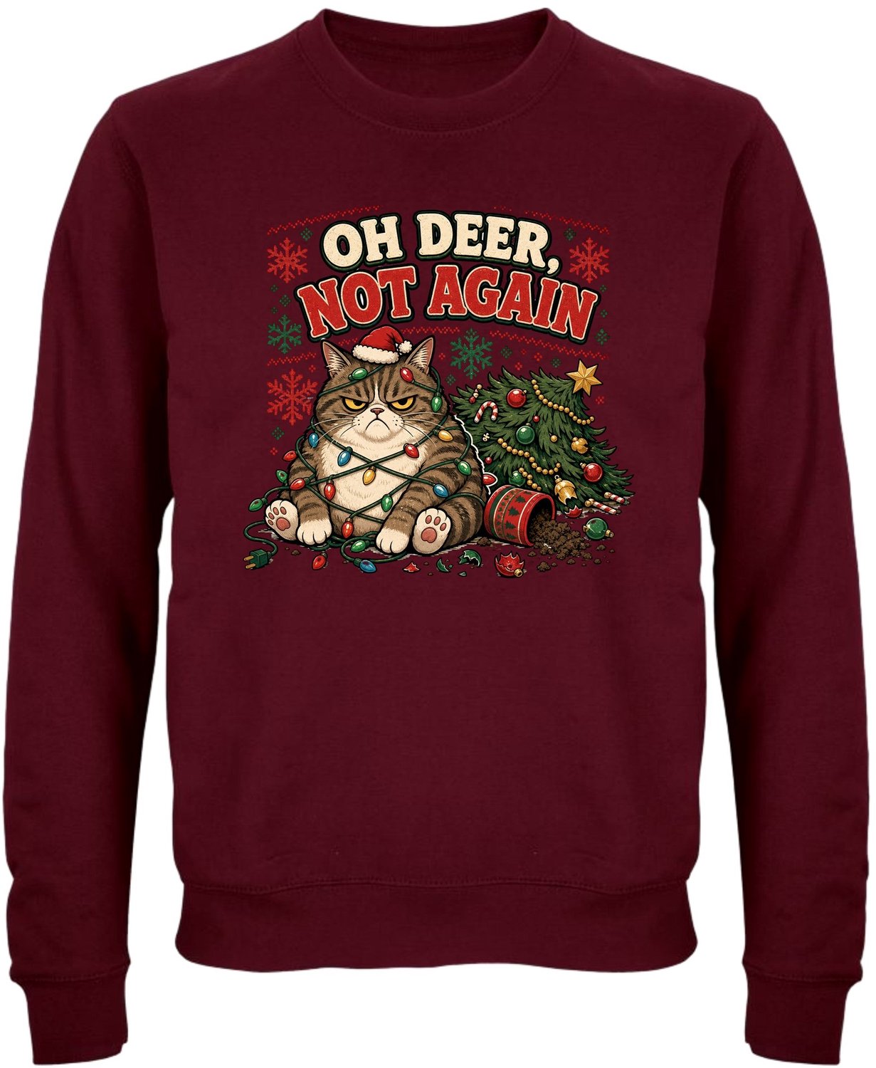 Oh Deer Not Again Kersttrui - Dames Heren - Kat - Unisex - Kerst Cadeau - Grappig - Foute Kersttrui - Maat M