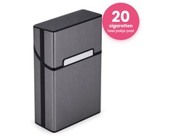 PocketMaster Sigaretten Doosje - Zwart - Aluminium - Sigarettenhouder - Weerbestendig - Stevige en Luxe Sigarettendoosjes