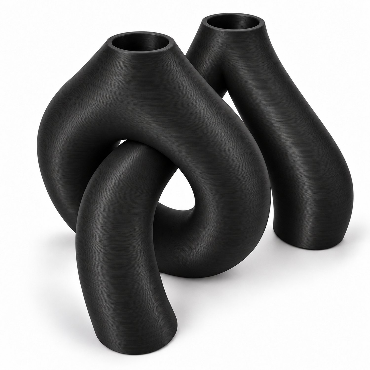 Tbeloo Decoratieve vazenset - 2 stuks - Zwart - PLA - 3D-geprint