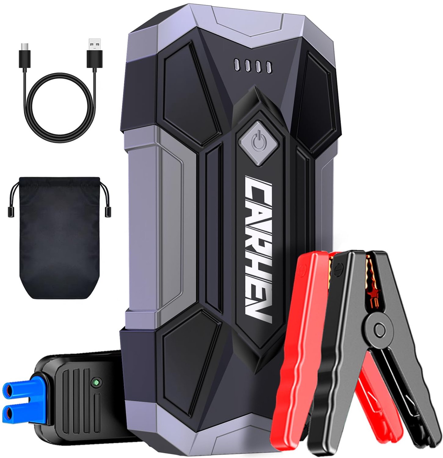 Starthulp auto 4500 A - 12 V, voor motoren tot 8,0 l - Accustarter met powerbank, snellaadfunctie en lednoodlamp