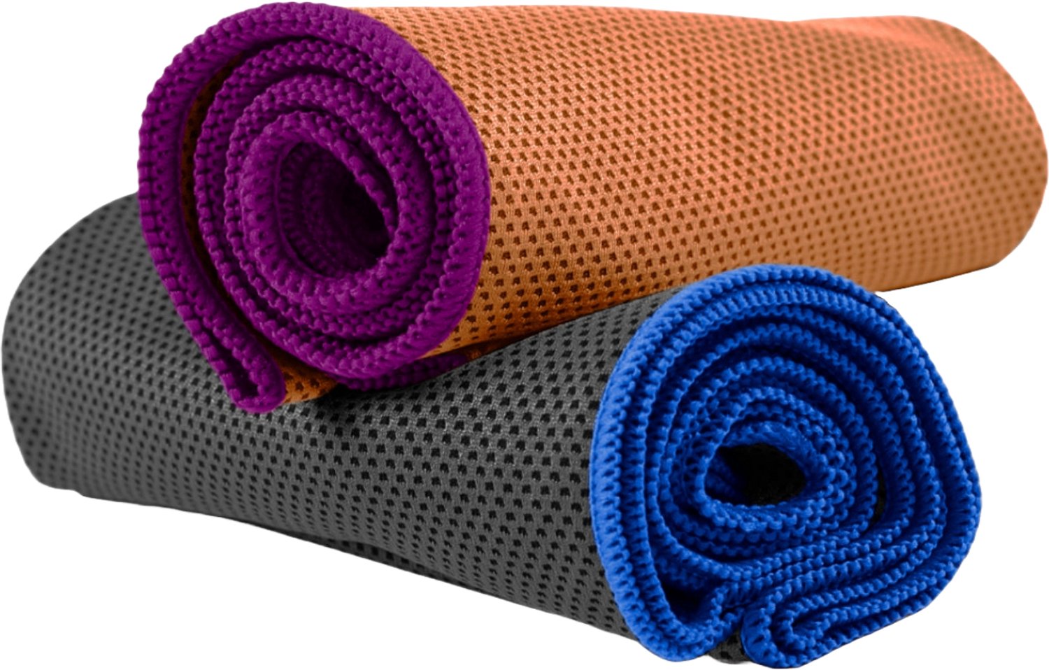 NirvanaShape - microvezel handdoek - verkoelende handdoek - koelhanddoek met directe verkoeling - ultralichte cooling towel - 80 x 30 cm - Oranje / Paarse Rand