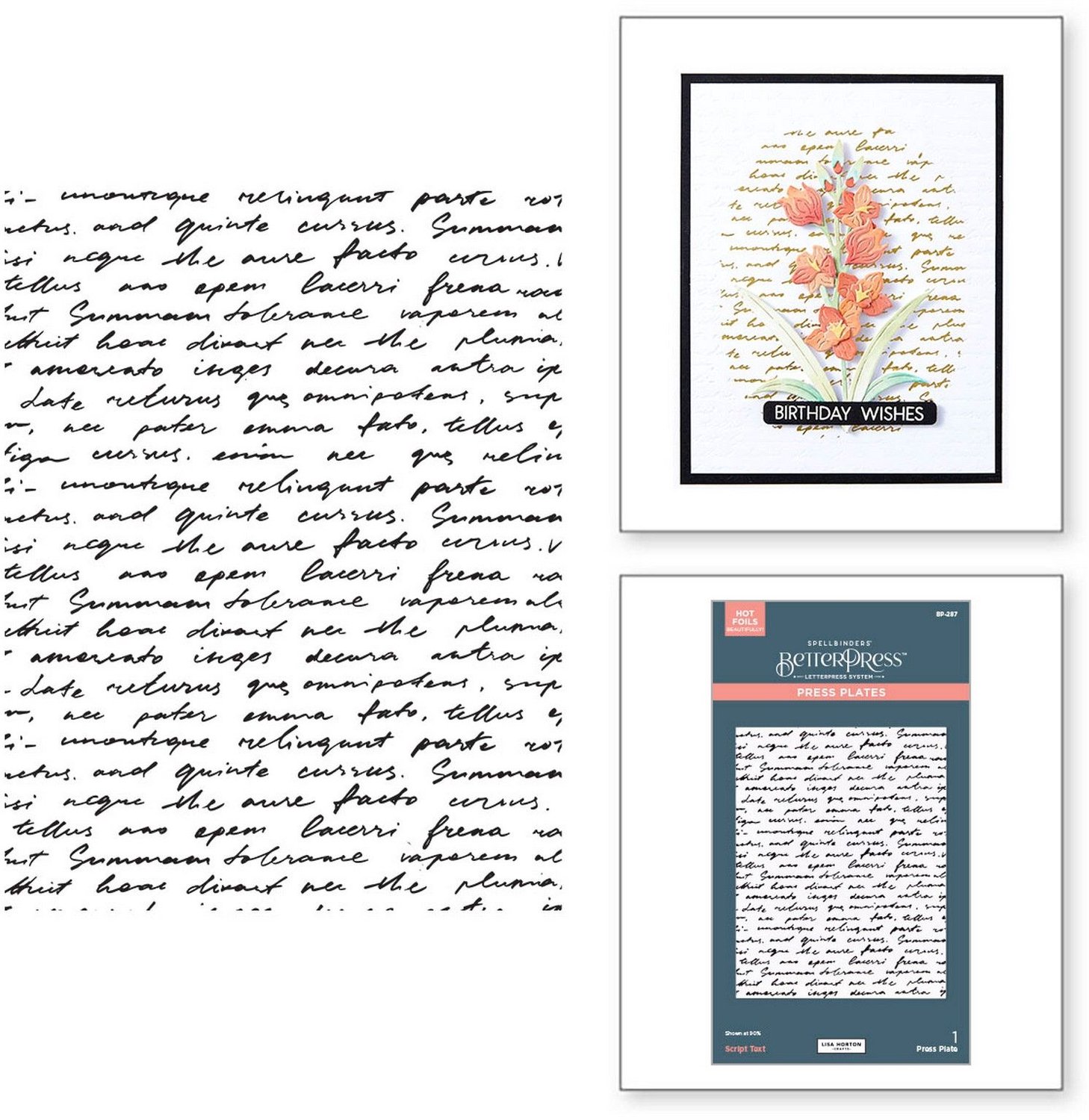 Spellbinders BetterPress Plate - Script Text - 11,4 x 14,6 cm