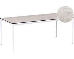 SOVARETO - Tuintafel - Wit/Lichtgrijs - HPL/Aluminium