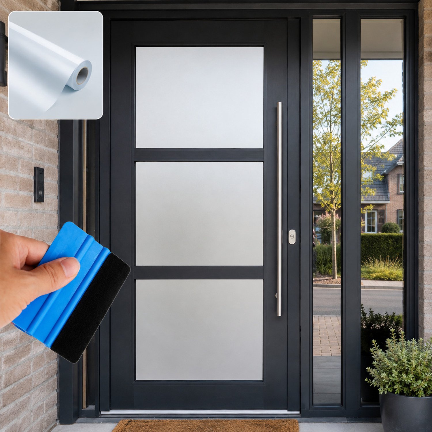 Muursticker4sale.nl Raamfolie Voordeur Zelfklevend – Matglas Privacyfolie – Geschikt voor HR & HR++ Glas – Anti-Inkijk Folie - 30 x 200 cm Geen kleur