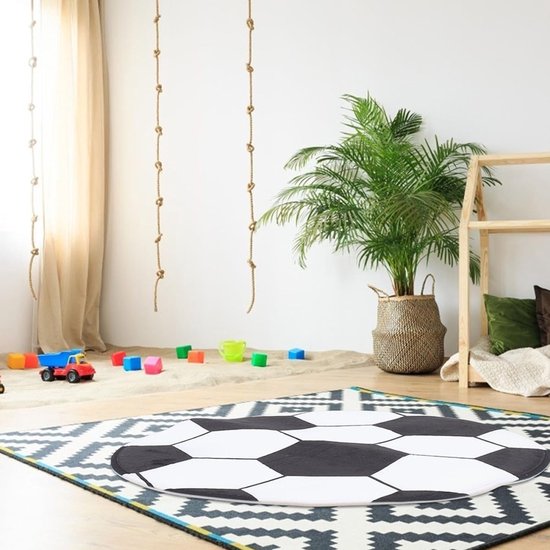 Rond voetbalkleed, 80 x 80 cm, zacht polyester voetbalkleed – beschermt houten vloeren tegen krassen van stoelen en geeft een sportieve uitstraling aan kinderkamers, speelkamers en woonkamers. — afbeelding 2