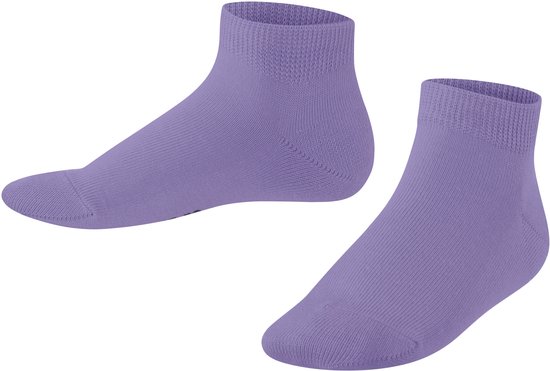 Paarse FALKE sneakersokken voor kinderen met een geribbelde boord en effen katoenen ontwerp.