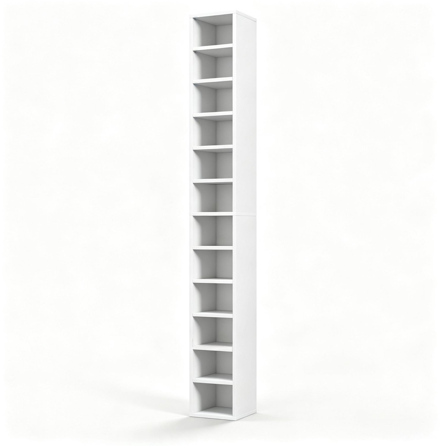 SONNENH Smalle CD-kast - Wit - 12 open niveaus voor circa 204 cd’s - 21 x 20 x 175 cm