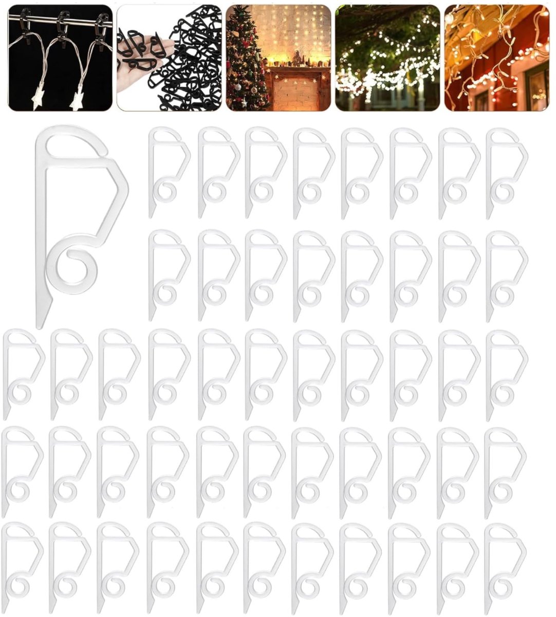 Elzusha - 120 Stuks Kerstlicht Haakjes - Voor Slingerlichten - Wit
