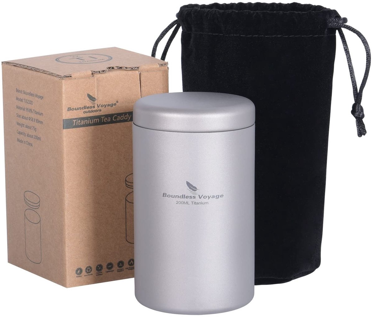 Elzusha - Titanium Theeblikje - 200 ml Draagbaar en Lichtgewicht
