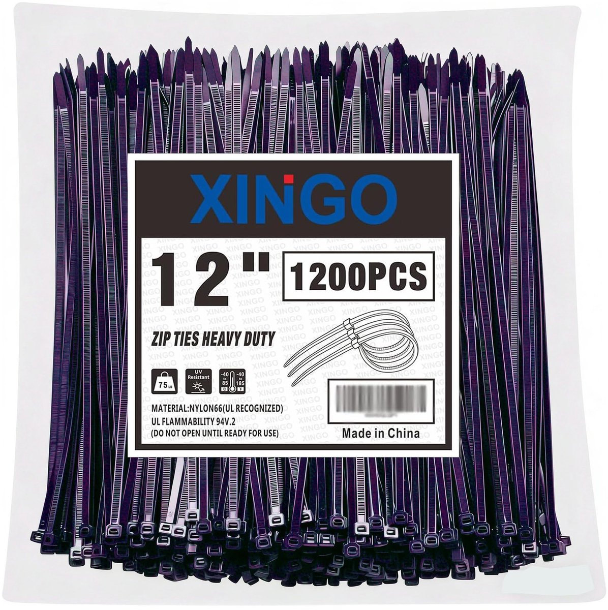 Elzusha - Nylon Kabelbinders - 1200 stuks - Paars - Sterk en UV-bestendig