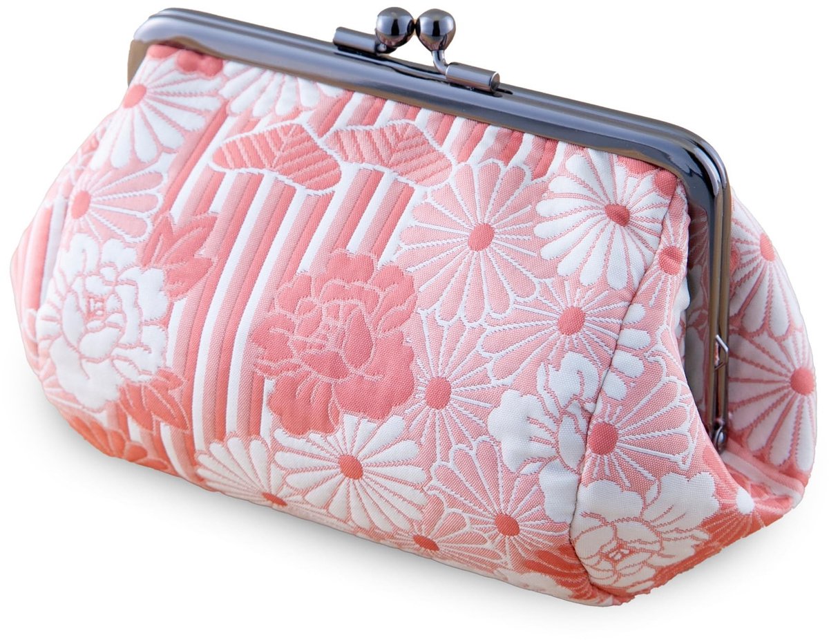 Elzusha - Makeup Tas met Kiss Lock Sluiting - Retro Bloemen - Roze