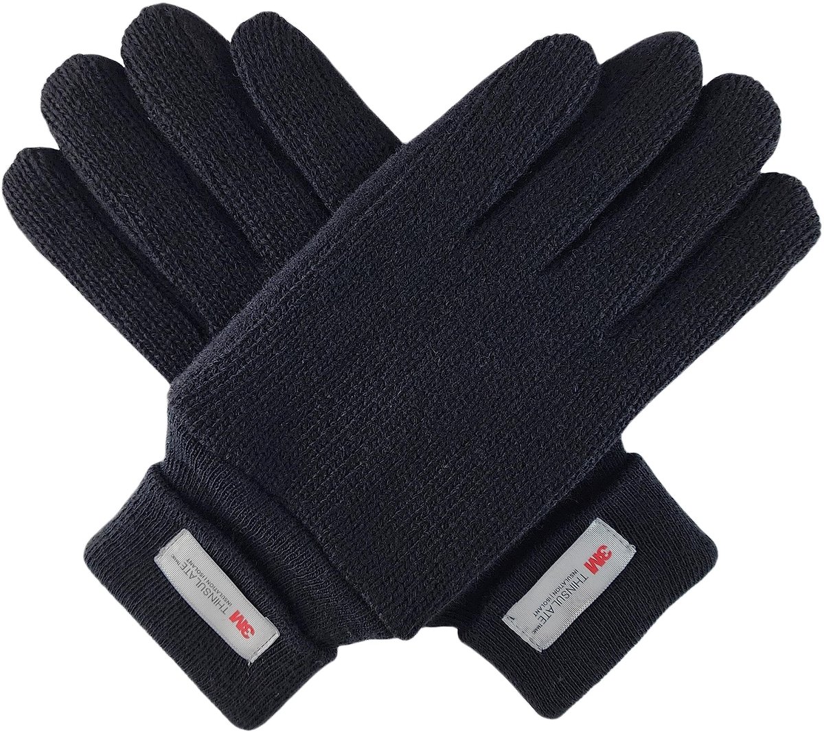Elzusha - Gebreide Winterhandschoenen met Thinsulate Fleece Voering, Zwart