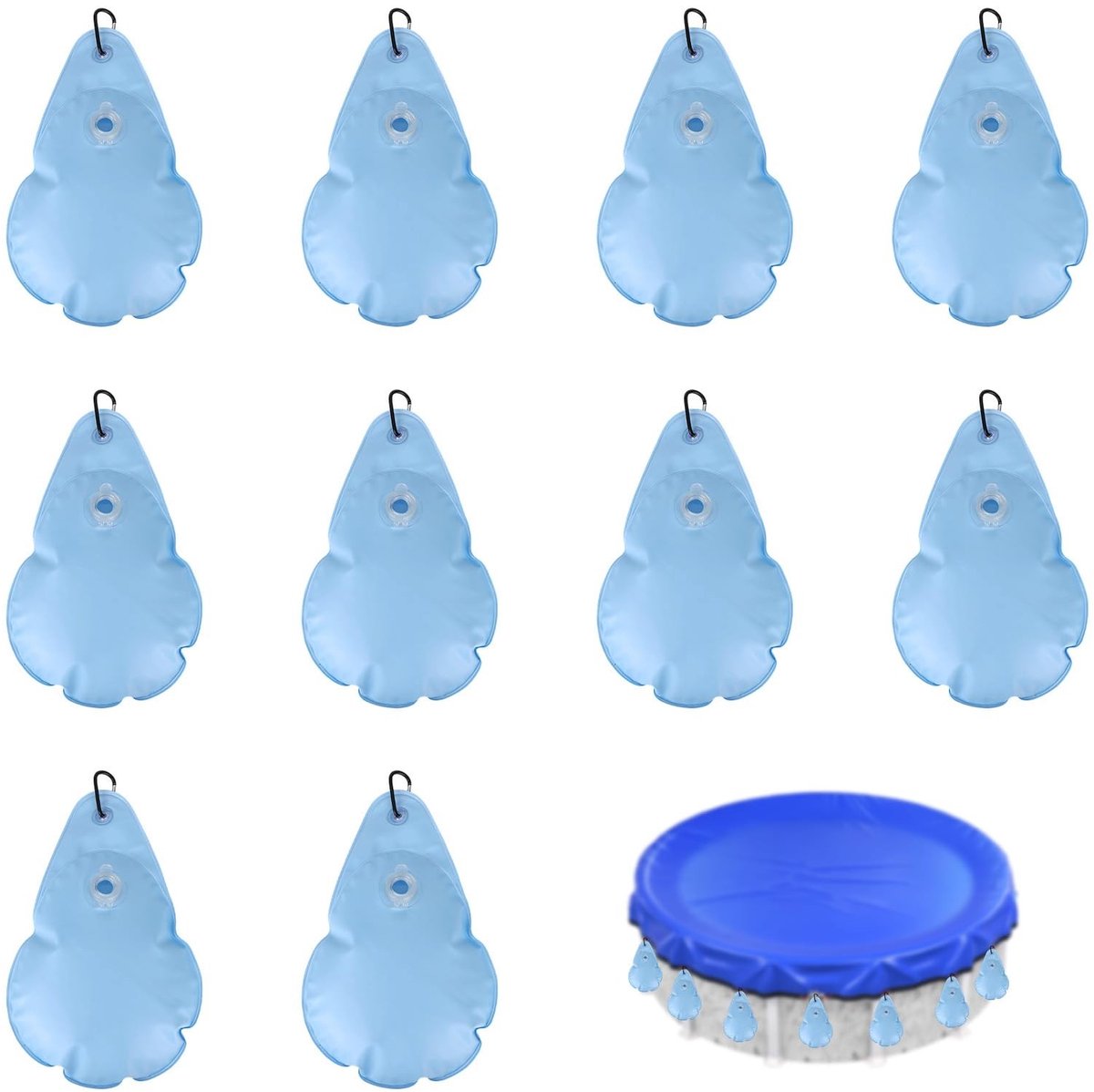 Elzusha - 10 Stuks Zwembadafdekking Gewichten met Haken - Waterdichte PVC