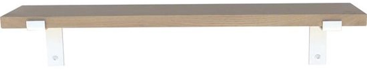 GoudmetHout Lichte Eiken Wandplank - 240x15 cm - Plankdragers L Zonder Coating Licht eiken