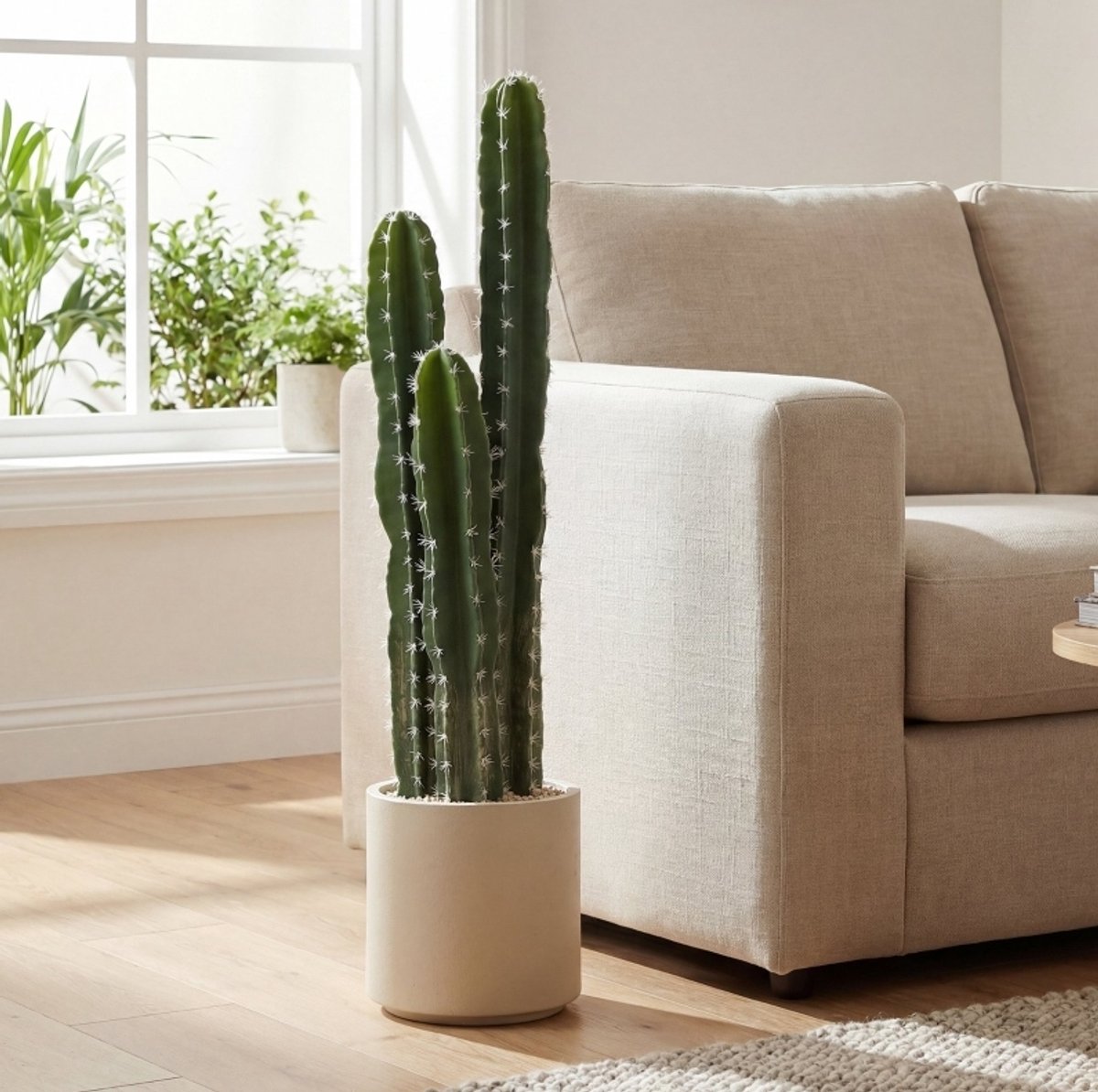 MODENUIT Kunstplant Cactus – 95 cm – Kunststof – Groen – Met Pot en Vormbare Stelen voor Binnenruimtes