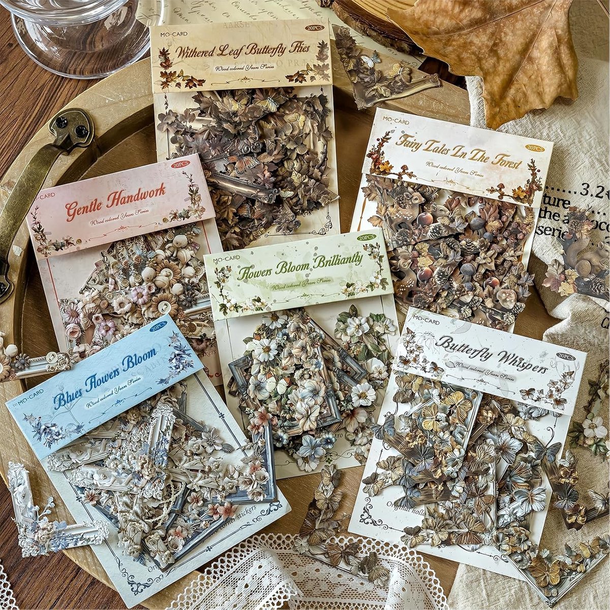 Decoratieve Hoekjes voor Scrapbooking - 120 Stuks Vintage Aesthetic met Vlinders en Bloemen voor Junk Journals en Collages