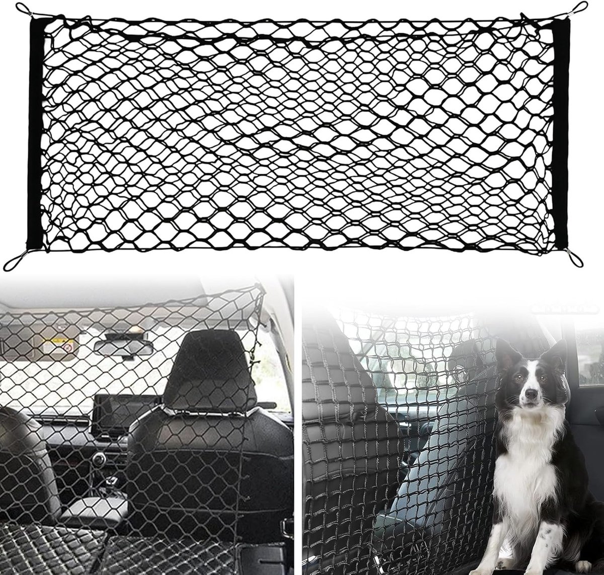 Hondenbescherming Grille voor Auto met 120 Stukken, 4 Haakjes en Dubbele Laag Divider voor Veiligheid en Comfort