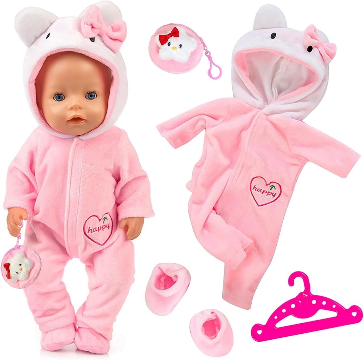 Schattige roze poppenkleding voor meisjes - Modeaccessoires voor poppen en speelplezier
