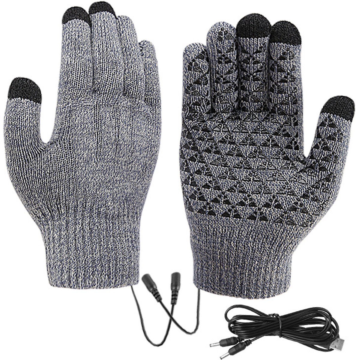 Verwarmde Winterhandschoenen Met Touchscreen Functie, Winddichte Gebreide Handschoenen Voor Skiën Autorijden En Wandelen